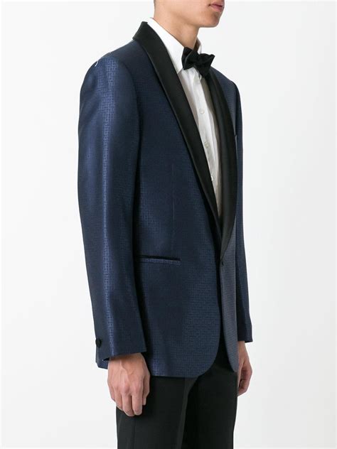 versace collection jacquard tuxedo blazer|versace blue label check.